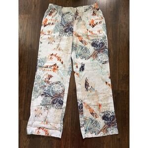 NEW Chico's Pants 1.5 M 10 100% Linen Casual Palazzo Slims Aztec Southwest Print